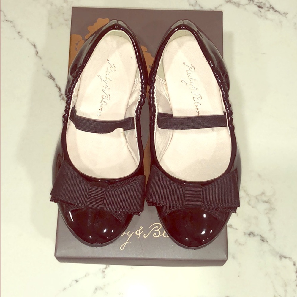 Black toddler girl flat dress shoes